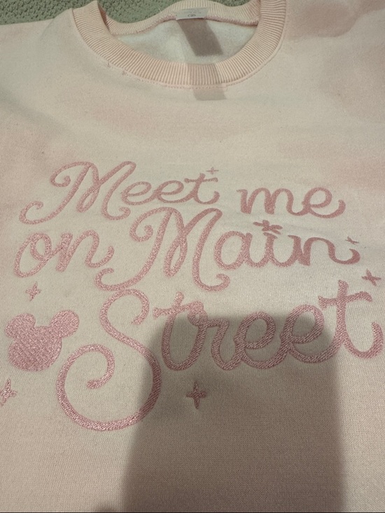 Disney Tops - Disney Light Pink Glitter 'Meet Me on Main Street' Crewneck